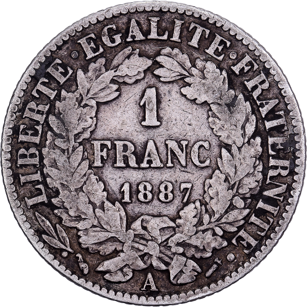 France, Franc, Cérès, 1887, Paris, Silver, , Gadoury:465, Le