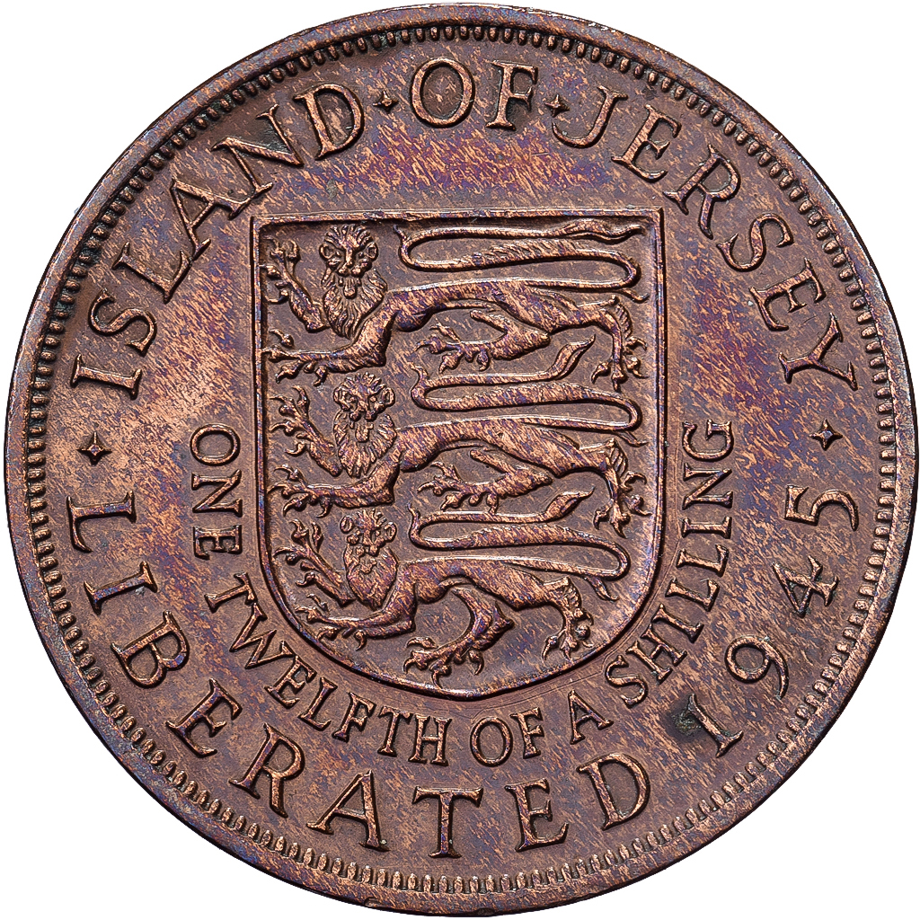 Jersey, George VI, 1/12 Shilling, 1945, British Royal Mint, Bronze, 