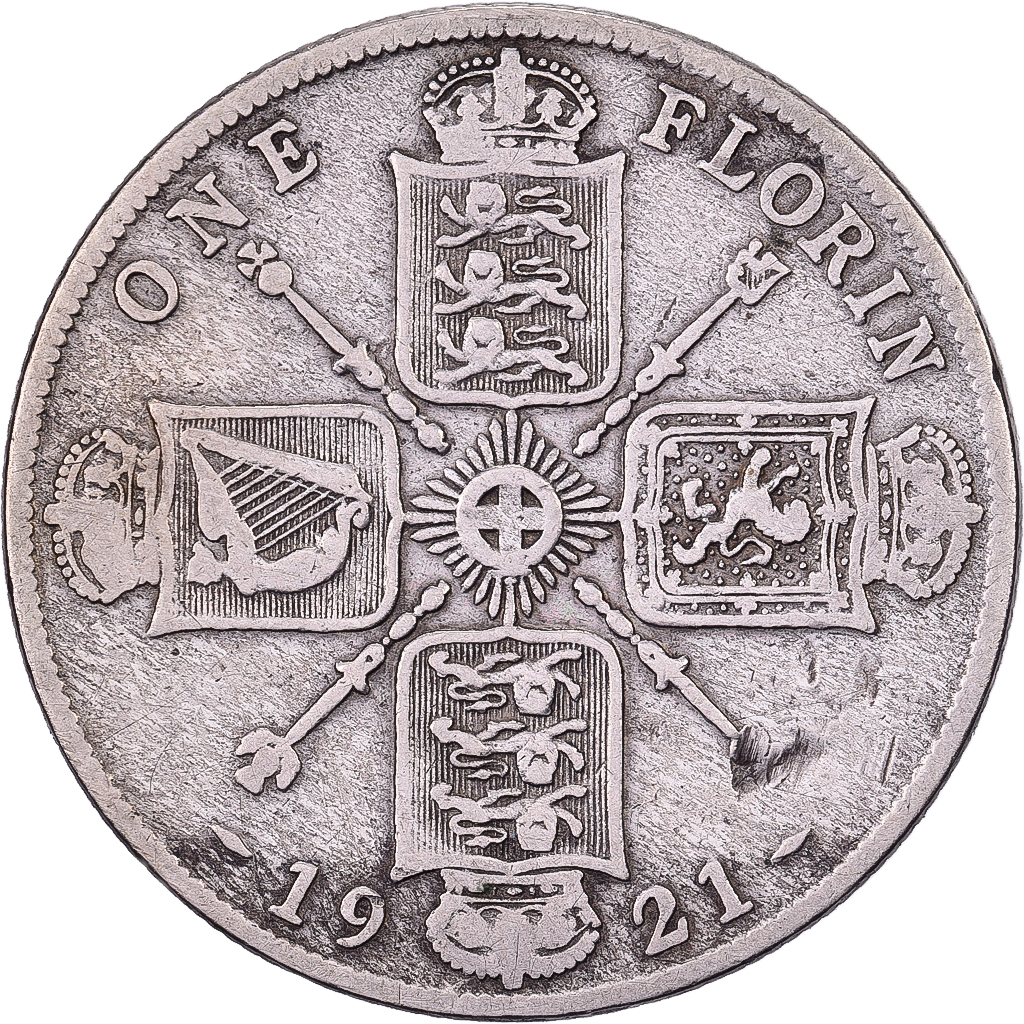 Great Britain, George V, Florin, 1921, British Royal Mint, Silver, 