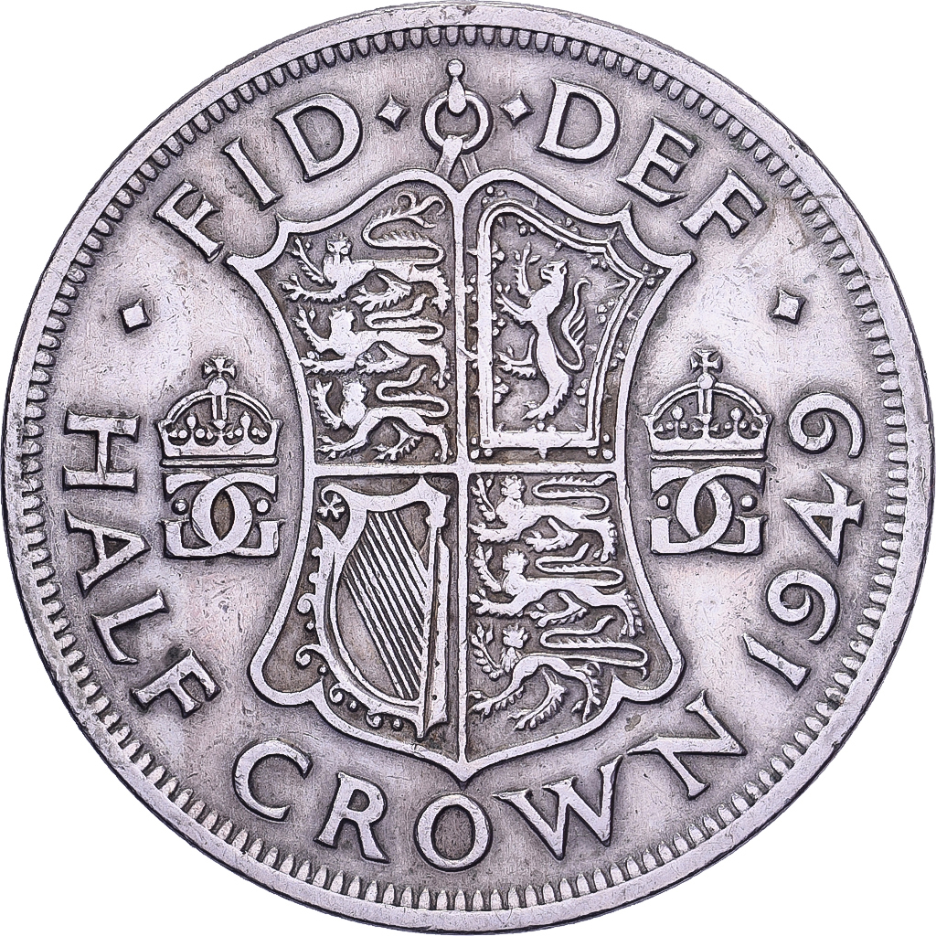 Great Britain, George VI, Half crown, 1949, British Royal Mint, Copper-nickel
