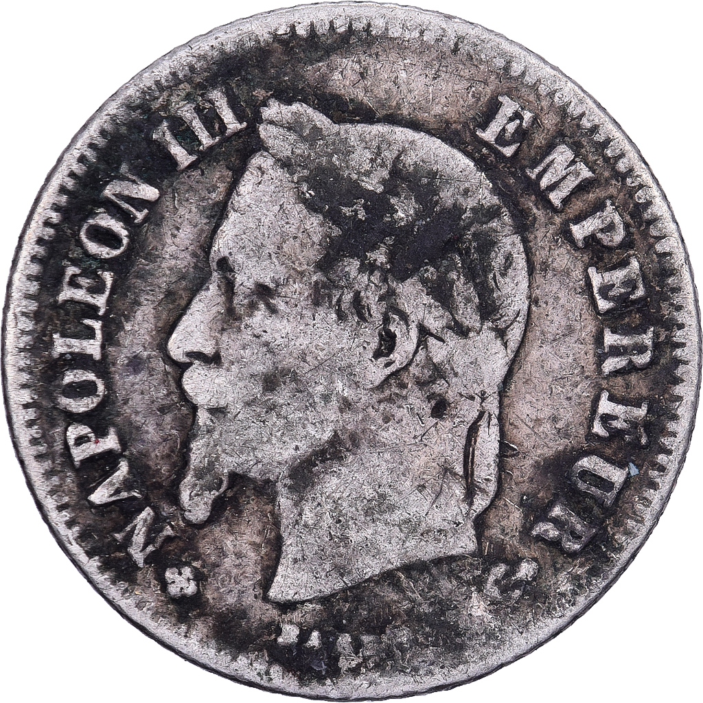 France, Napoleon III, 20 Centimes, 1866, Strasbourg, Small flan, Silver