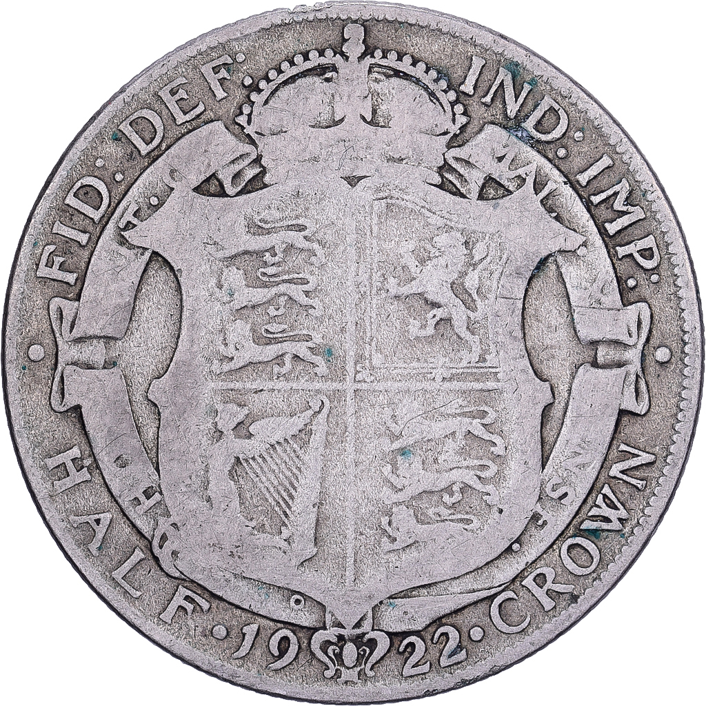 Great Britain, George V, 1/2 Crown, 1922, British Royal Mint, Silver, 