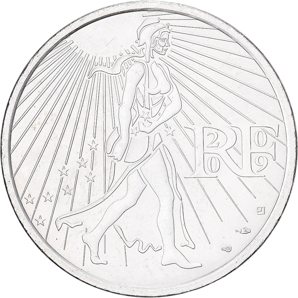 France, 25 Euro, 2009, AU(55-58), Silver, Gadoury:EU338, KM:1581