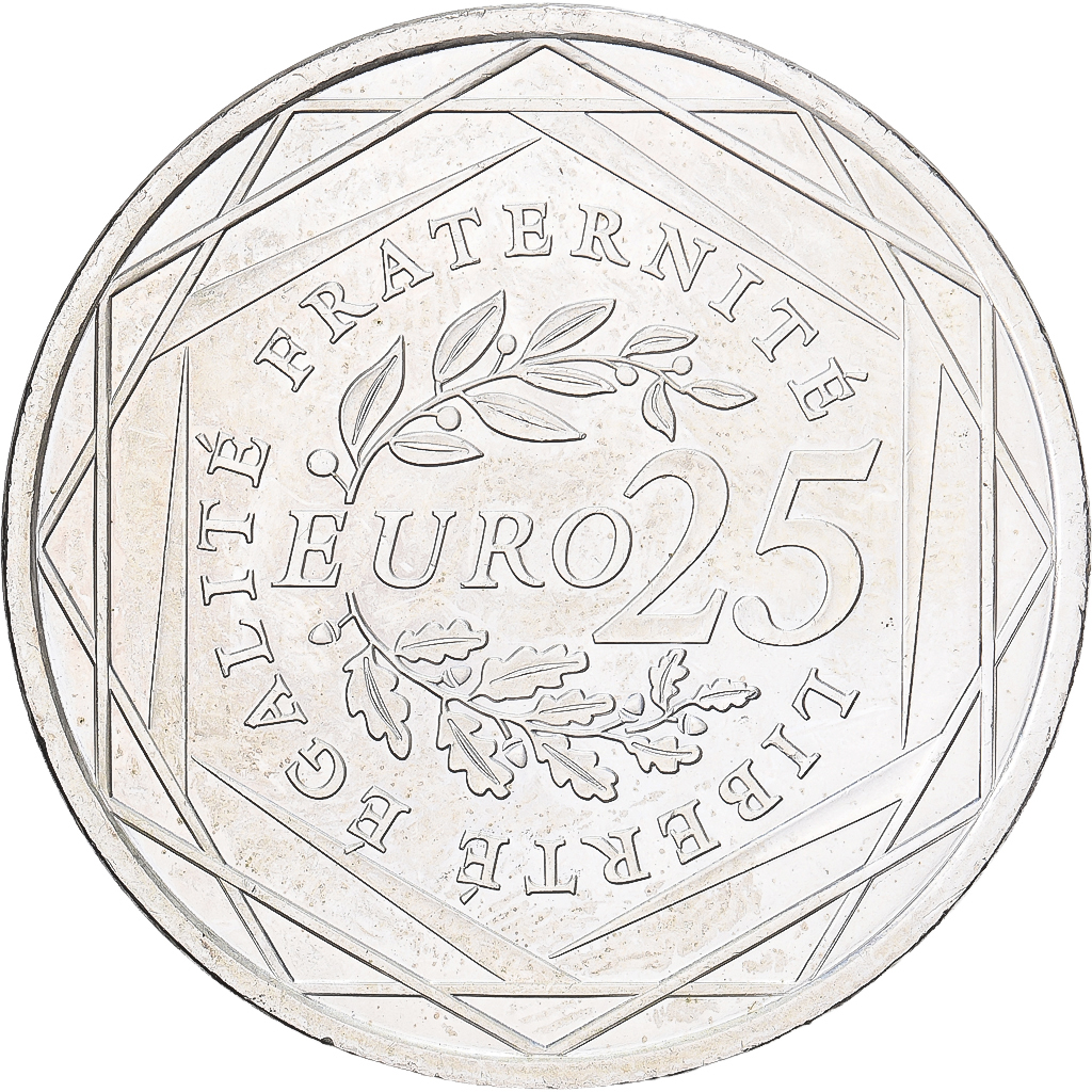 France, 25 Euro, 2009, AU(55-58), Silver, Gadoury:EU338, KM:1581