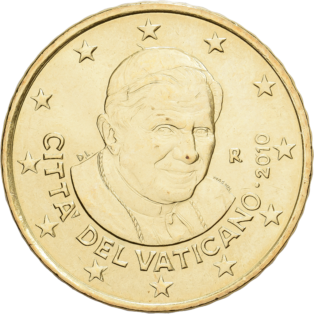 Vatican, Pape Benoît XVI, 50 Centimes, 2010, Rome, Or nordique, SPL