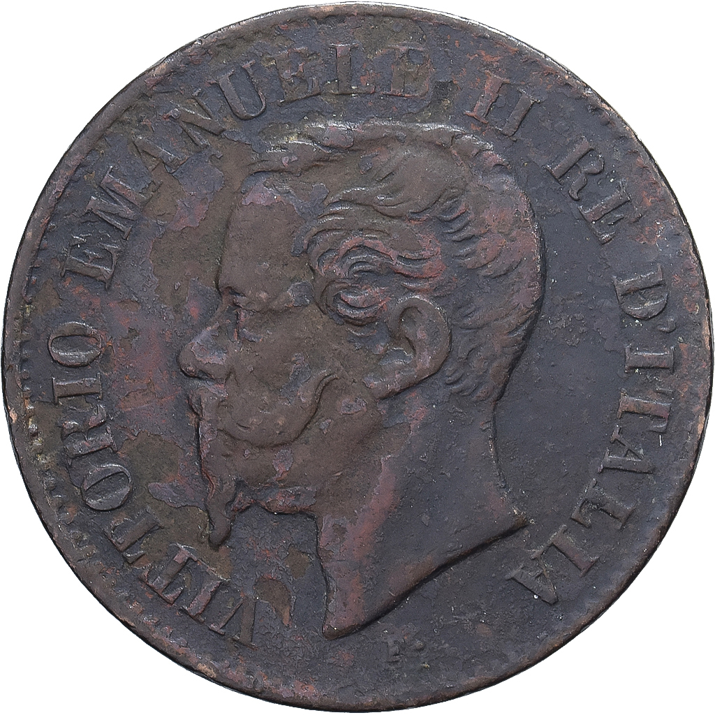 Italy, 2 Centesimi, 1861, Milan, Bronze, VF, KM:2.1