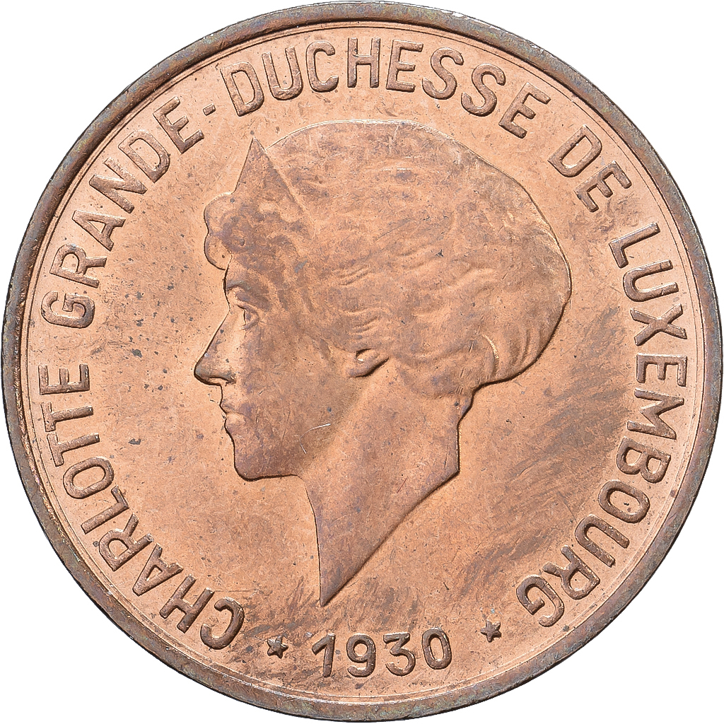 Luxembourg, Charlotte, 10 Centimes, 1930, Bronze, VF, KM:41