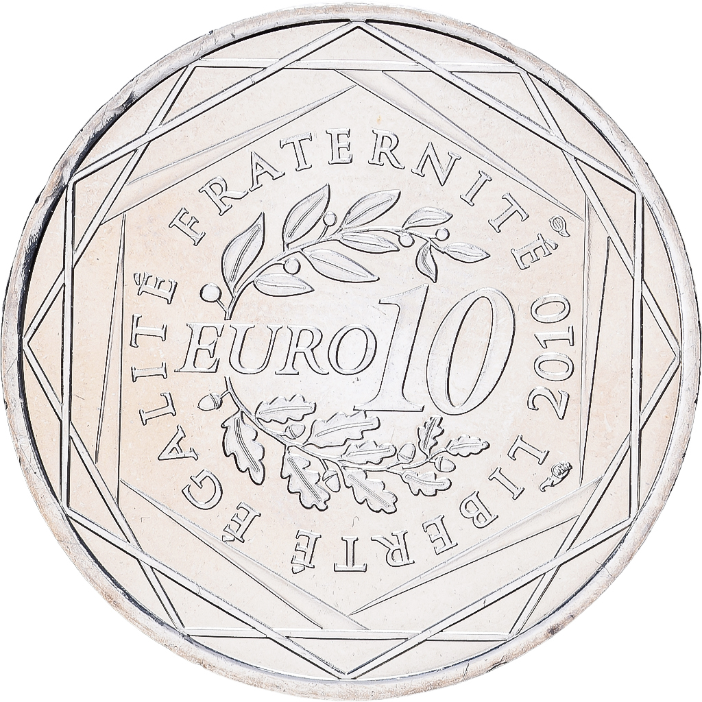 France, 10 Euro, 2010, Paris, Silver, MS(63), KM:1652