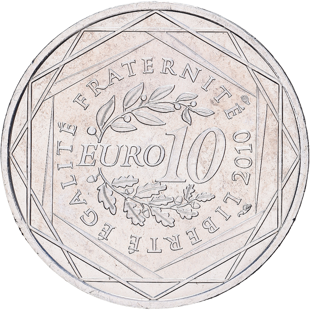 France, 10 Euro, Pays de la Loire, 2010, Paris, MS(63), Silver, KM:1665