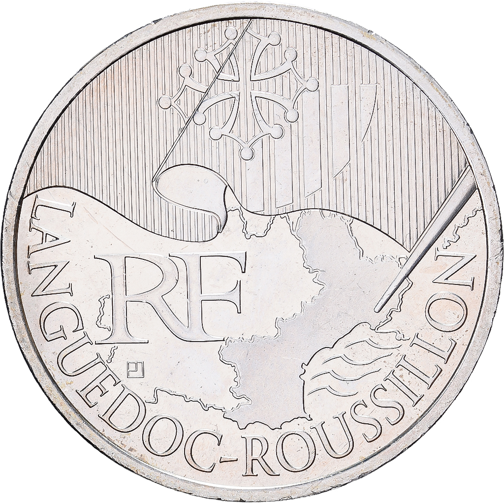 France, 10 Euro, Euros des régions, Languedoc-Roussillon, 2010, Paris, Argent
