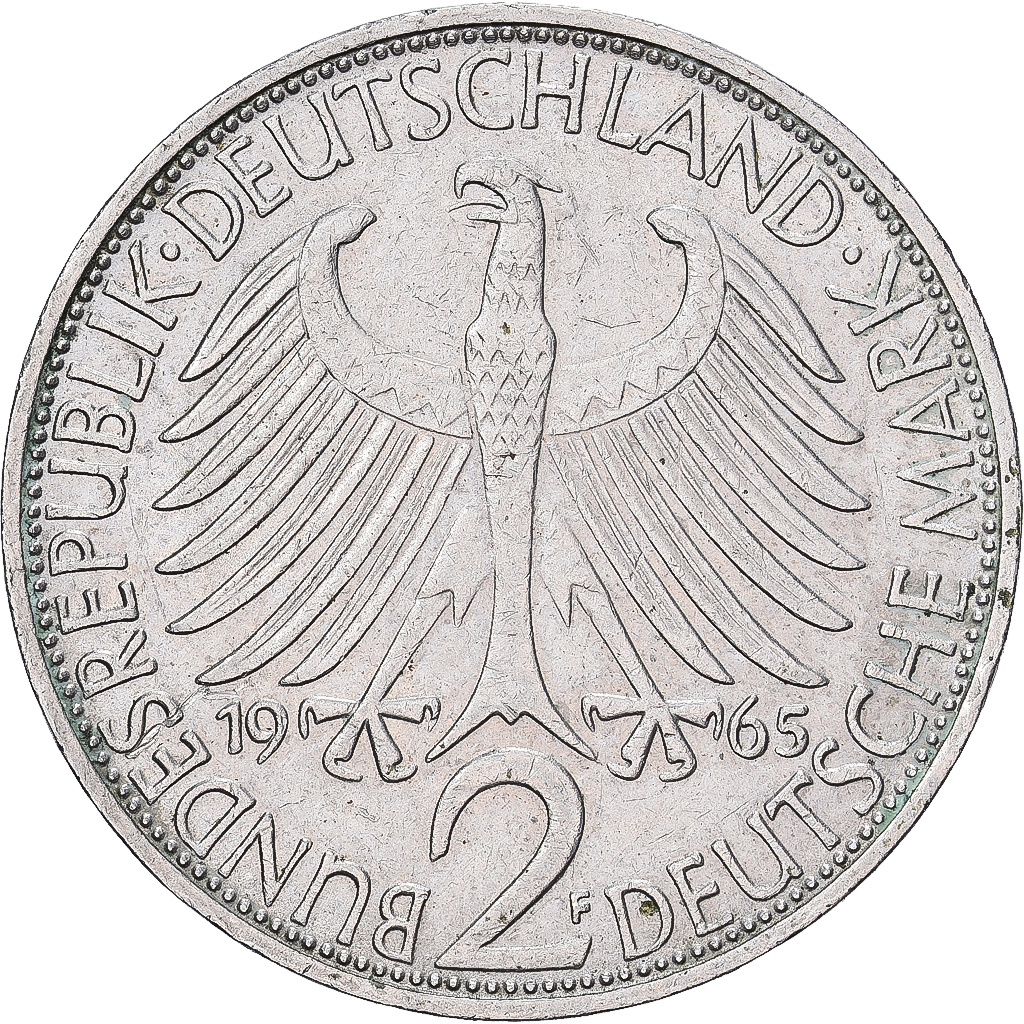 Bundesrepublik Deutschland, 2 Mark, 1965, Munich, Kupfer-Nickel, SS, KM:116
