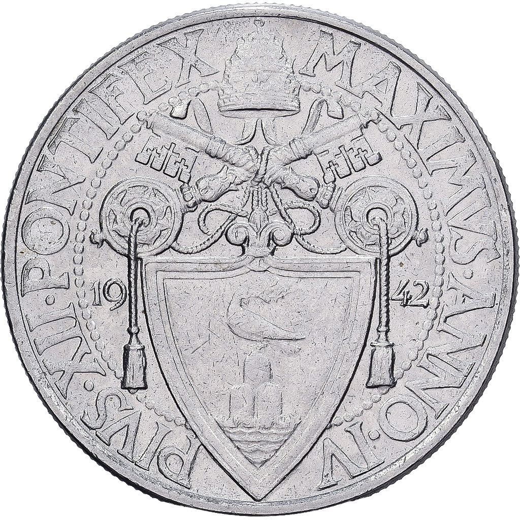 Vatican, Pius XII, 20 Centesimi, 1942, Rome, Stainless Steel, MS(60-62), KM:33
