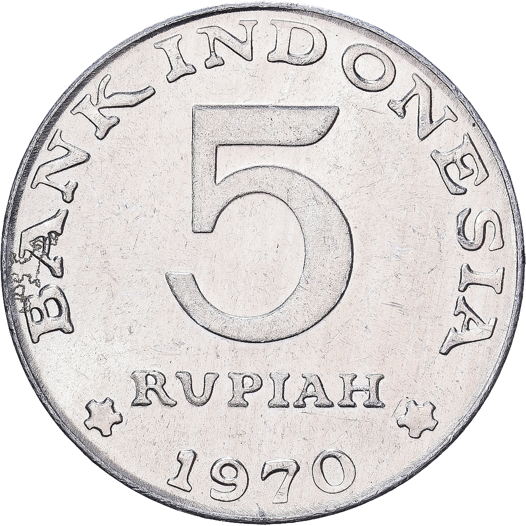 Indonesia, 5 Rupiah, 1970, Aluminum, EF, KM:22