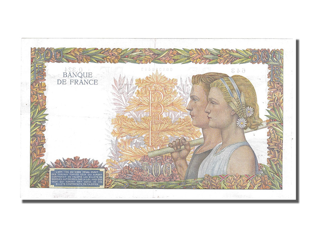 Banknote, France, 500 Francs, 500 F 1940-1944 ''La Paix'', 1940, 1940-05-16