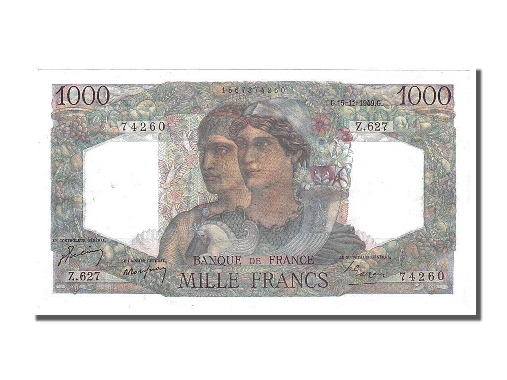 Biljet, Frankrijk, 1000 Francs, 1 000 F 1945-1950 ''Minerve et Hercule'', 1949