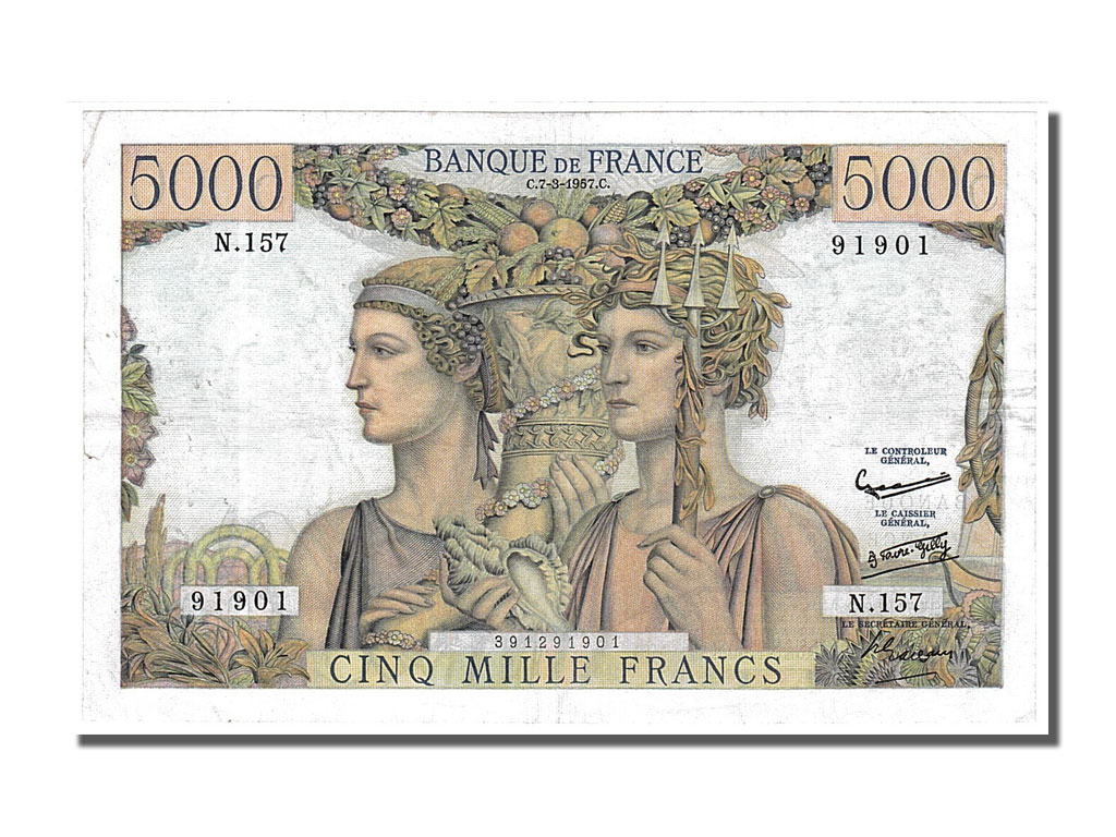Banknote, France, 5000 Francs, 5 000 F 1949-1957 ''Terre et Mer'', 1957