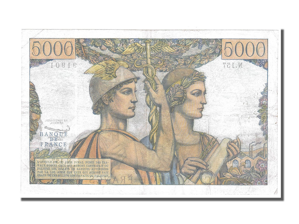 Banknote, France, 5000 Francs, 5 000 F 1949-1957 ''Terre et Mer'', 1957