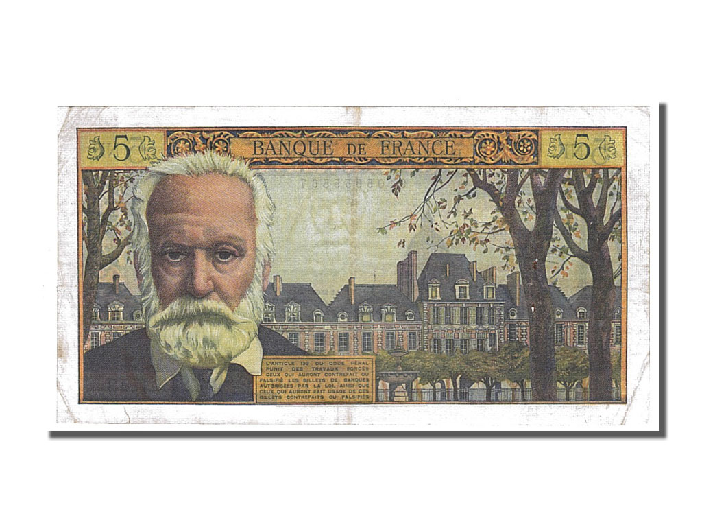 Banknote, France, 5 Nouveaux Francs, 5 NF 1959-1965 ''Victor Hugo'', 1961