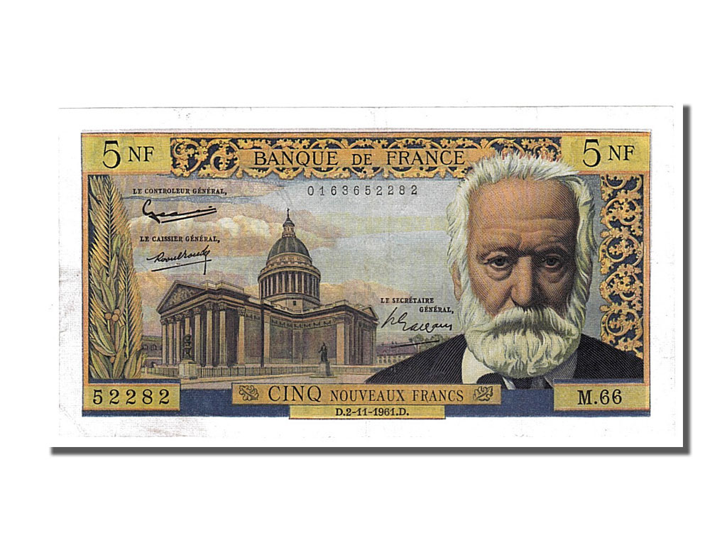 Banknote, France, 5 Nouveaux Francs, 5 NF 1959-1965 ''Victor Hugo'', 1961