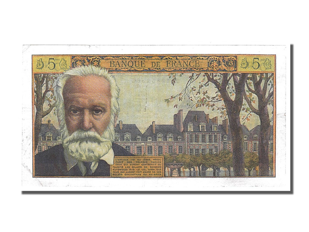 Banknote, France, 5 Nouveaux Francs, 5 NF 1959-1965 ''Victor Hugo'', 1961