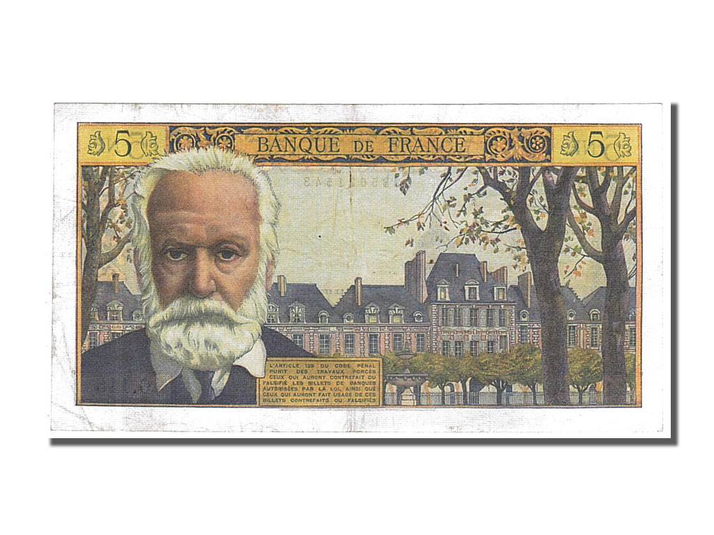 Banknote, France, 5 Nouveaux Francs, 5 NF 1959-1965 ''Victor Hugo'', 1964