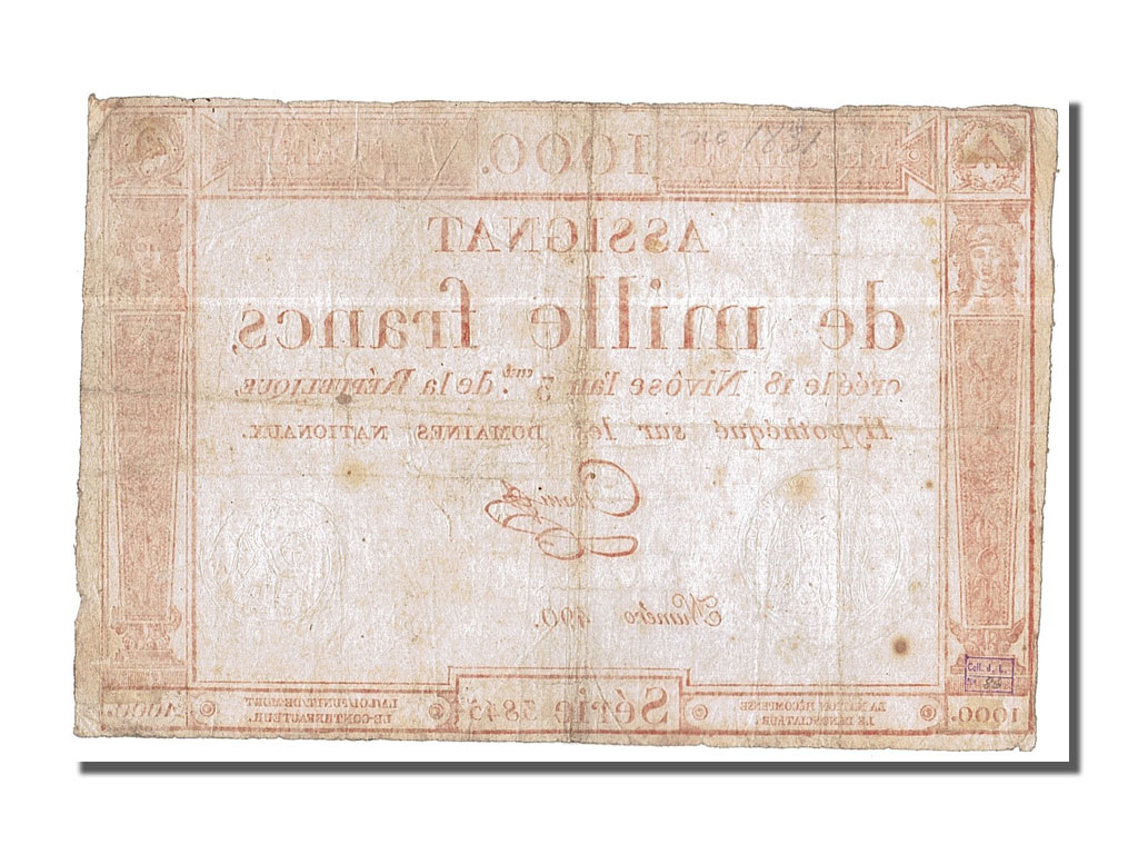Banknote, France, 1000 Francs, 1795, Adam, EF(40-45), KM:A80, Lafaurie:175