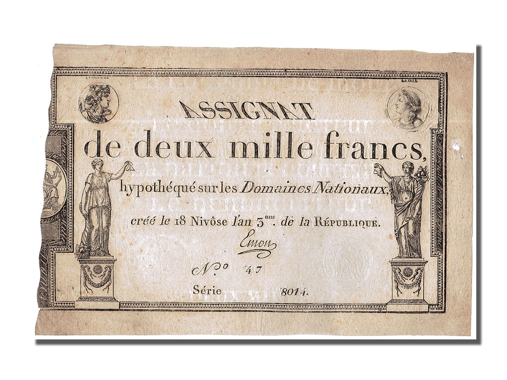 Banknote, France, 2000 Francs, 1795, Emon, AU(55-58), KM:A81, Lafaurie:176