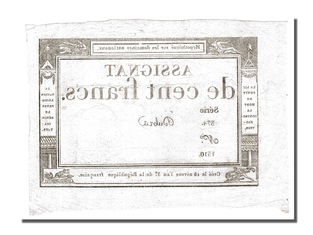 Banknote, France, 100 Francs, 1795, Dubra, AU(55-58), KM:A78, Lafaurie:173