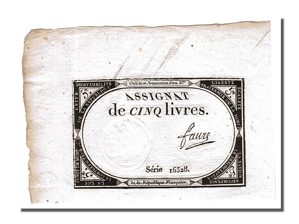Banknote, France, 5 Livres, 1793, Faure, UNC(65-70), KM:A76, Lafaurie:171