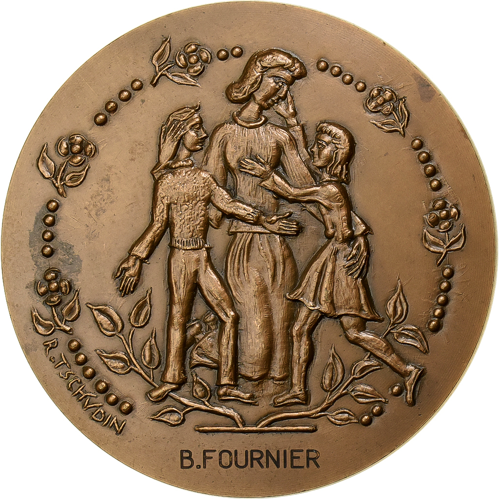 France, Medal, Mouvement pour les Villages d'Enfants, 1958, Bronze, Tschudin