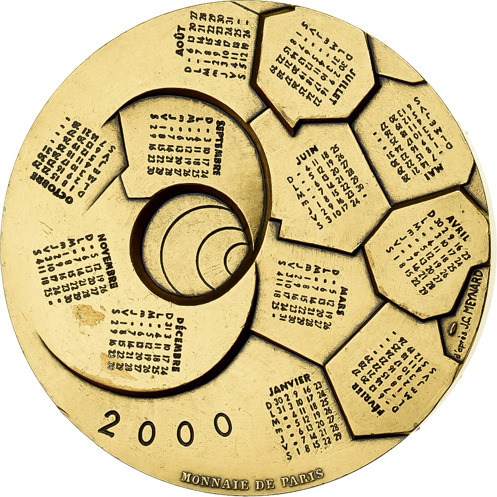 France, Medal, Calendrier, Nouvelle Année, 2000, Bronze, Monnaie de Paris