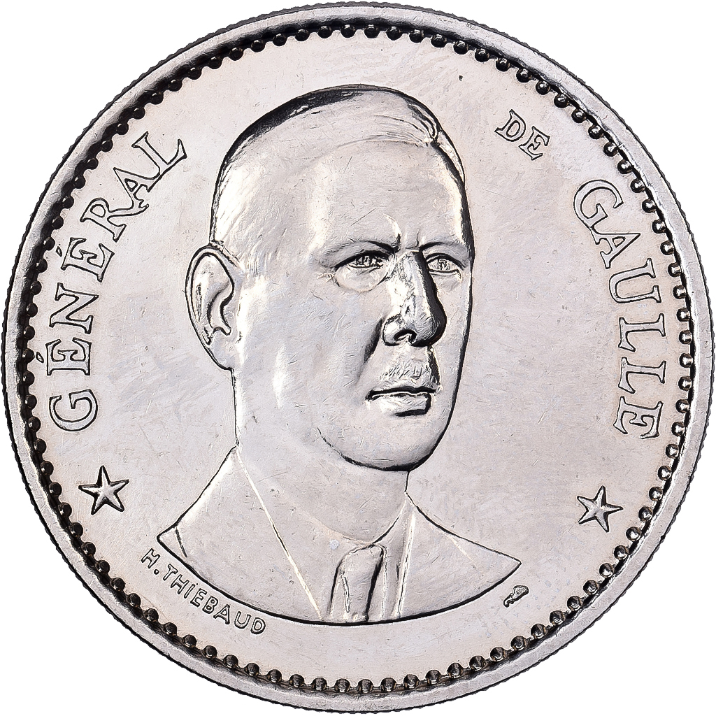 France, Medal, Général De Gaulle, Silvered bronze, Thiébaud, 