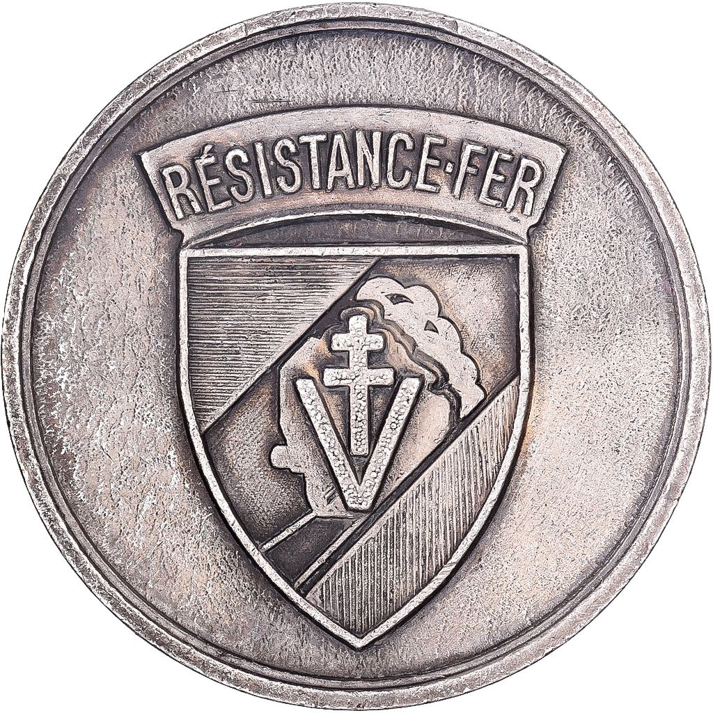 France, Medal, Résistance Fer, 1976, Silvered Metal, 