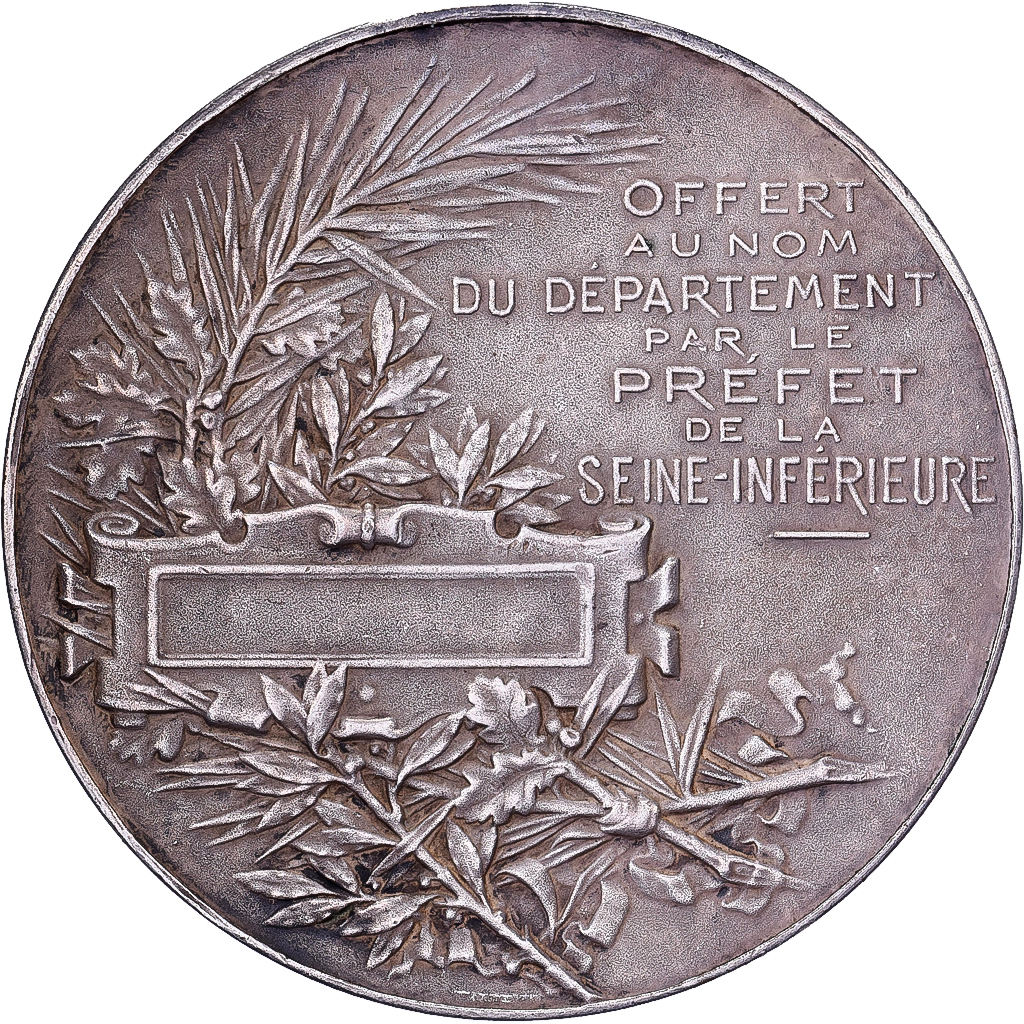 France, Medal, Préfet de la Seine-Inférieure, Silvered bronze, O.Roty