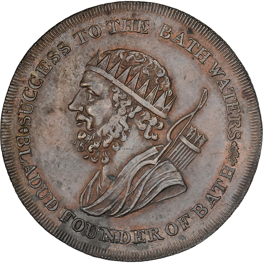 Great Britain, Halfpenny Token, Bladud Founder of Bath, 1795, Copper, 