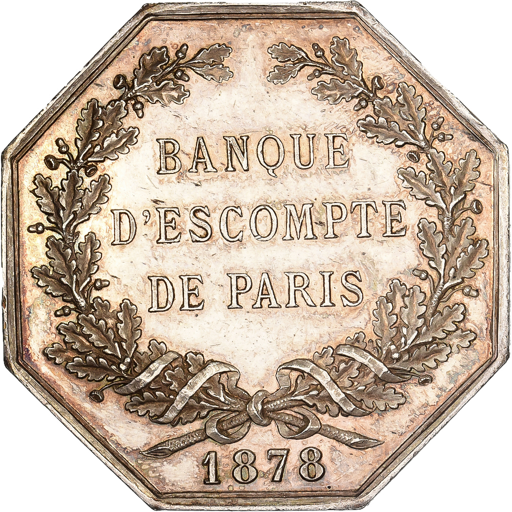 France, Token, Banque d'Escompte de Paris, 1878, Silver, Stern, 