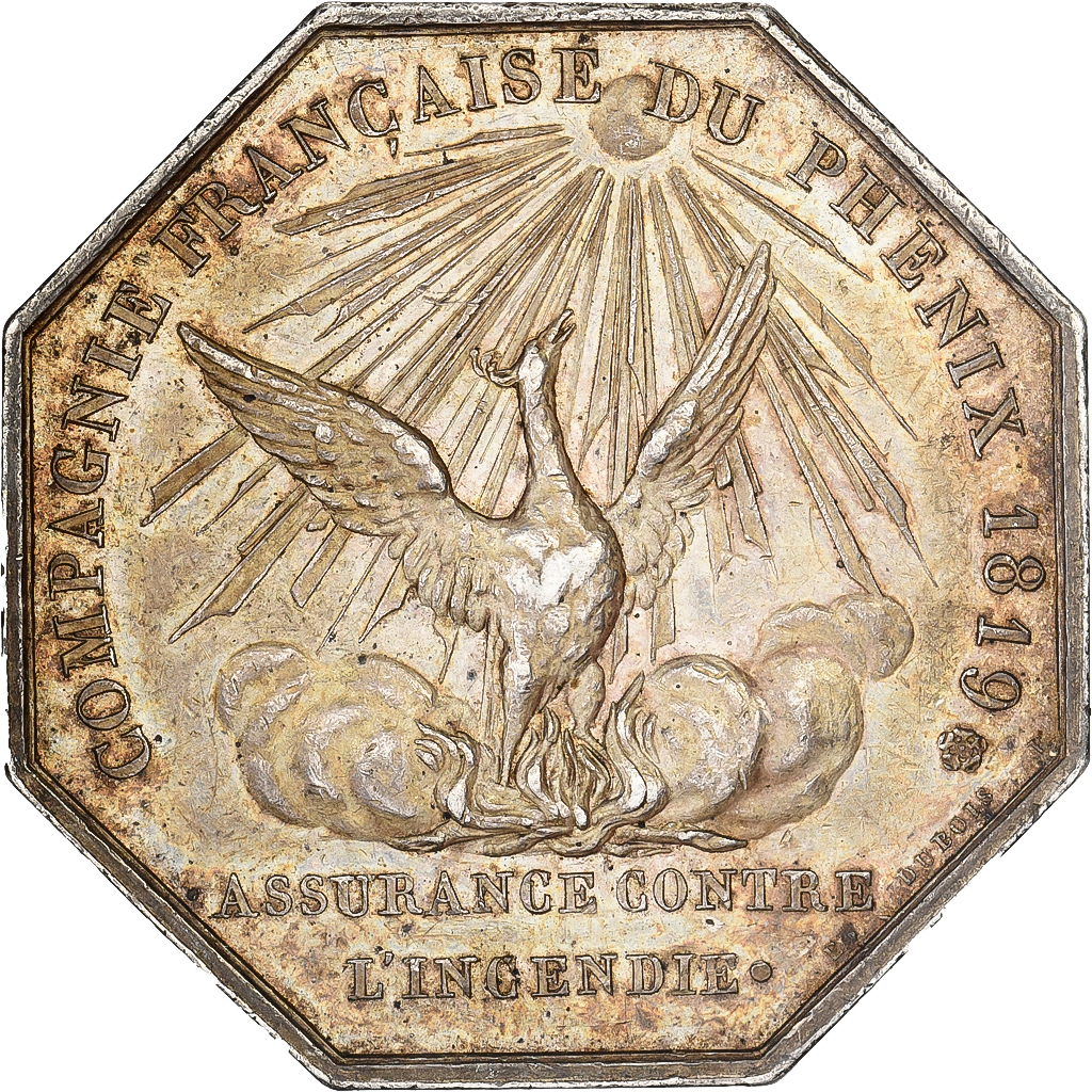 France, Token, Louis XVIII, Le Phénix, Compagnie d'assurance contre l'incendie