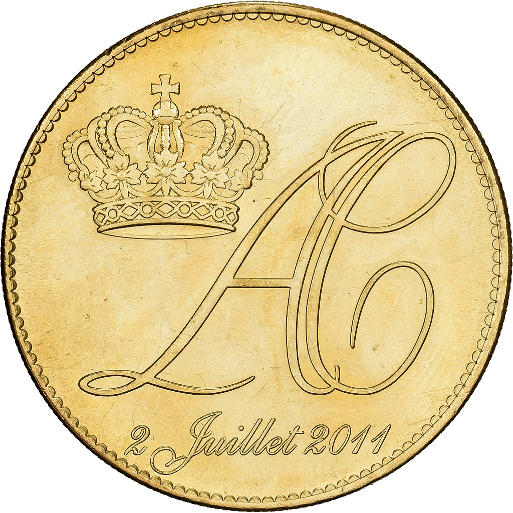 Monaco, Medal, Royal wedding, Albert and Charlène, 2011, Brass, MS