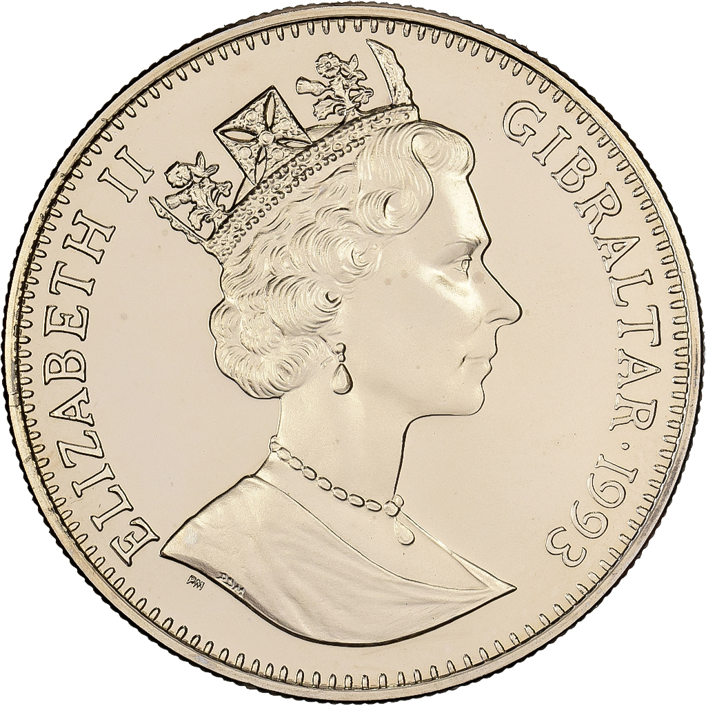 Gibraltar, 2.8 Ecus, Eurotunnel, 1993, Copper-nickel, 