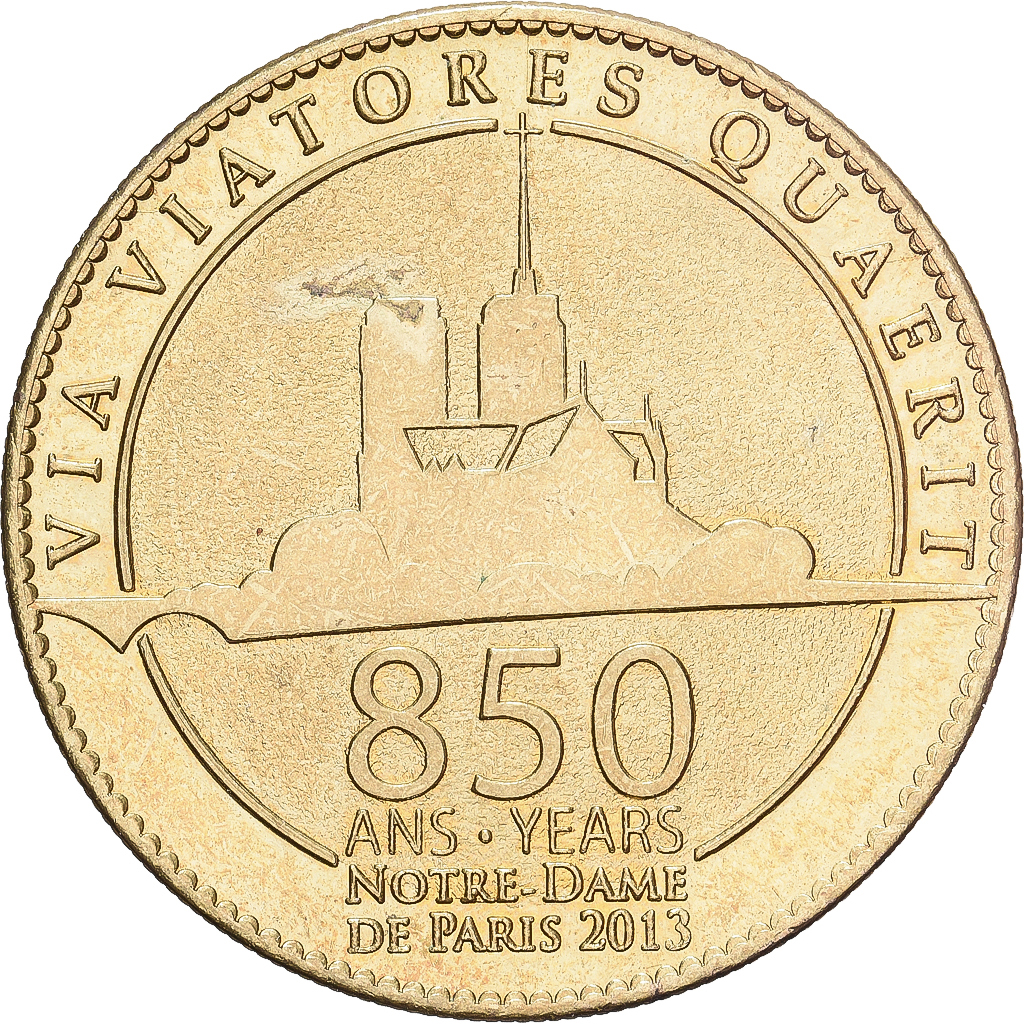 France, Token, 850 Ans de Notre Dame de Paris, 2013, Copper-nickel Aluminium