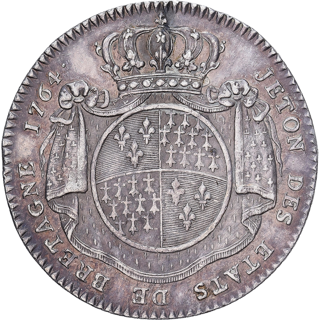 France, Token, Louis XV, États de Bretagne, Rennes, 1764, Silver