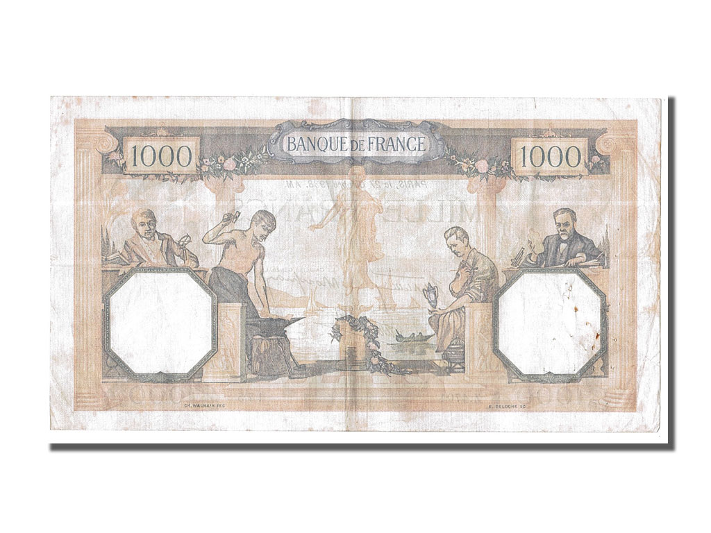Banknote, France, 500 Francs, 1 000 F 1927-1940 ''Cérès et Mercure'', 1938