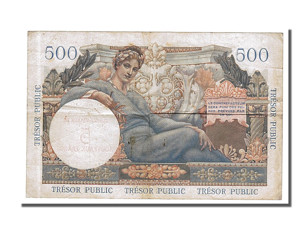 Biljet, Frankrijk, 5 Nouveaux Francs on 500 Francs, 1955-1963 Treasury, 1960