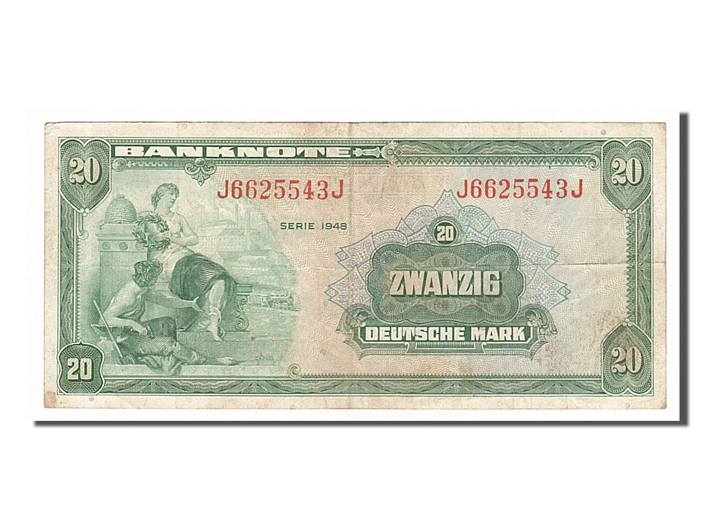 Banknote, GERMANY - FEDERAL REPUBLIC, 20 Deutsche Mark, 1948, EF