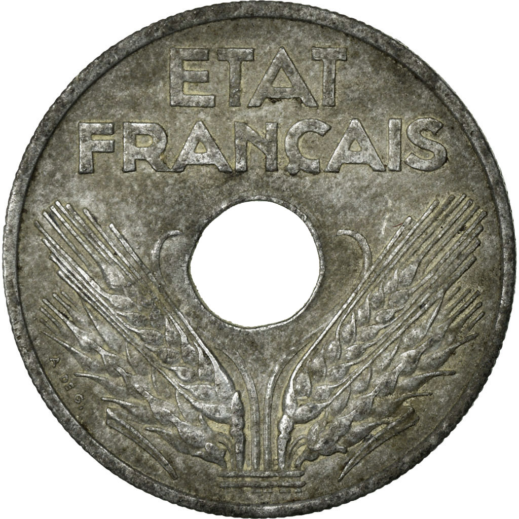 Coin, France, État français, 20 Centimes, 1944, Paris, , Zinc