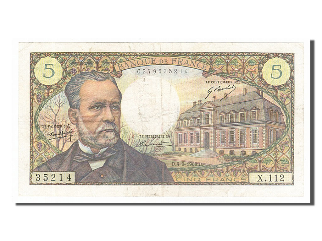 Banknote, France, 5 Francs, 5 F 1966-1970 ''Pasteur'', 1969, 1969-09-04