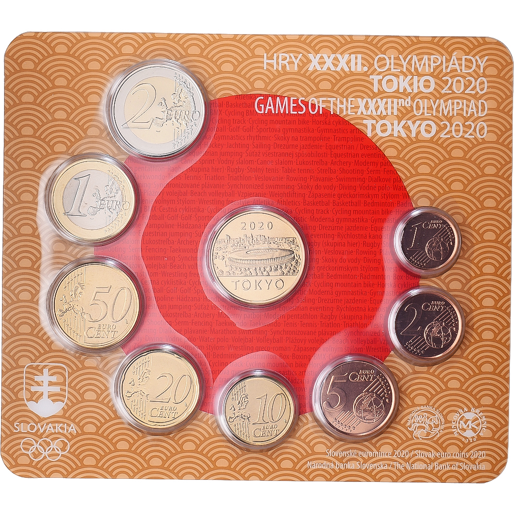 Slowakei, Coffret 1c. à 2€ + jeton, Tokyo, série FDC, 2020, Kremnica, STGL