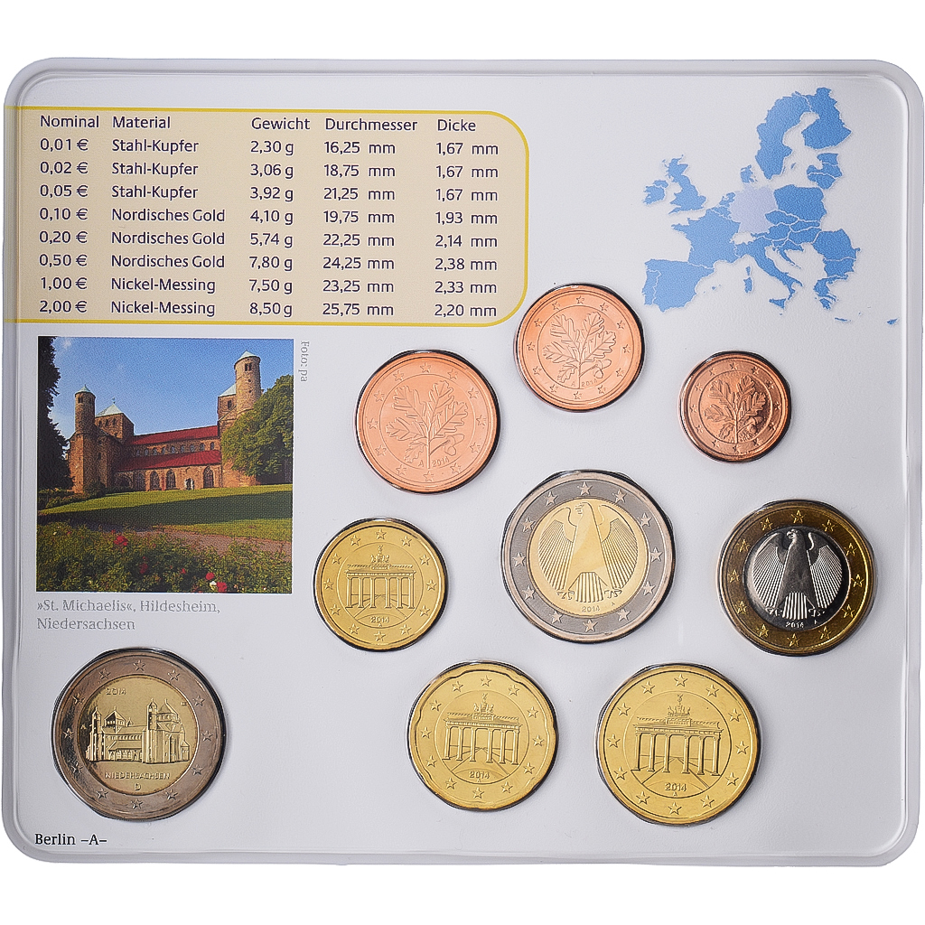 Deutschland, Set 1 ct. - 2 Euro + 2€, Niedersachsen, Série BU, 2014, Berlin