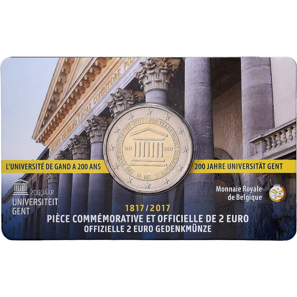 Belgien, 2 Euro, 200 ans de l'Université de Gand, BU, 2017, Royal Belgium Mint