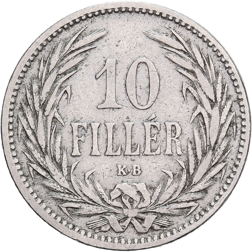 Hungary, Franz Joseph I, 10 Filler, 1893, Kormoczbanya, Nickel, EF